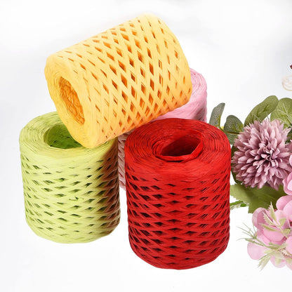Raffia Paper Craft Rope Ribbon Packing Paper Twine 219 Yards Handmade Light Yellow for DIY Decoration Gift Packaging
