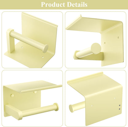 Toilet Paper Holder with Shelf Wall Mounted Toilet Paper Roll Dispenser | Heavy Duty Stainless Steel Sunlight Yellow