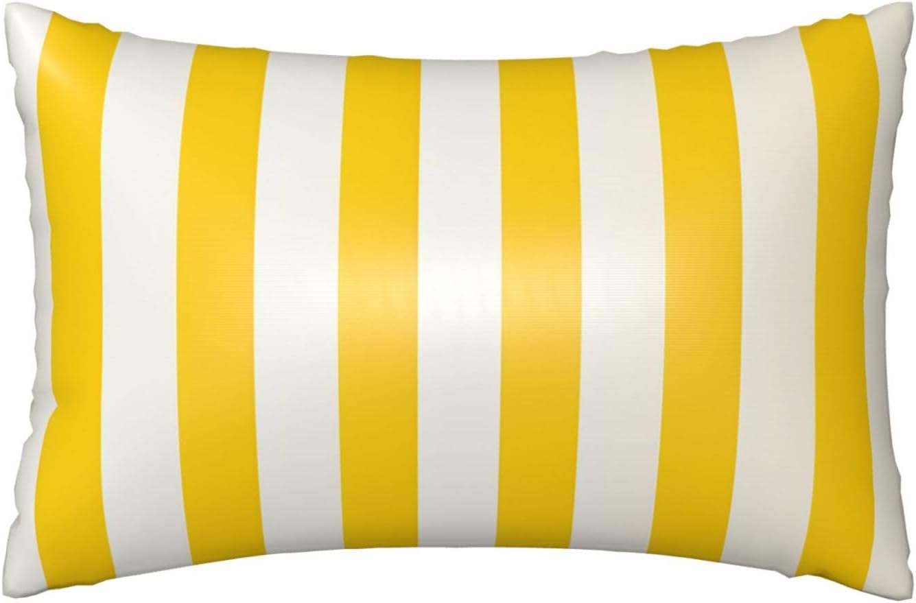Satin Pillowcase for Hair and Skin, Ultra Soft Silk Pillow Case 20"X 30" with Hidden Zipper Cooling Smooth Satin Pillow Cases Lemon Yellow Stripes Pillow Cover, Gift for Women Men