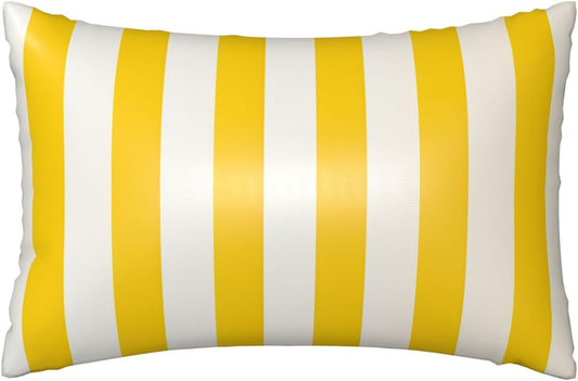 Satin Pillowcase for Hair and Skin, Ultra Soft Silk Pillow Case 20"X 30" with Hidden Zipper Cooling Smooth Satin Pillow Cases Lemon Yellow Stripes Pillow Cover, Gift for Women Men