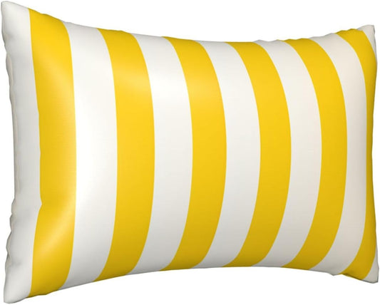 Satin Pillowcase for Hair and Skin, Ultra Soft Silk Pillow Case 20"X 30" with Hidden Zipper Cooling Smooth Satin Pillow Cases Lemon Yellow Stripes Pillow Cover, Gift for Women Men