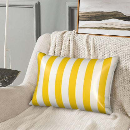 Satin Pillowcase for Hair and Skin, Ultra Soft Silk Pillow Case 20"X 30" with Hidden Zipper Cooling Smooth Satin Pillow Cases Lemon Yellow Stripes Pillow Cover, Gift for Women Men