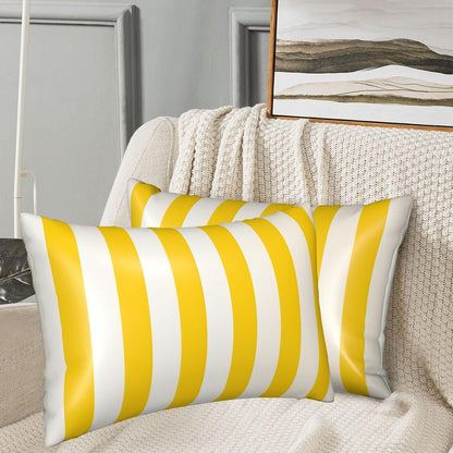 Satin Pillowcase for Hair and Skin, Ultra Soft Silk Pillow Case 20"X 30" with Hidden Zipper Cooling Smooth Satin Pillow Cases Lemon Yellow Stripes Pillow Cover, Gift for Women Men