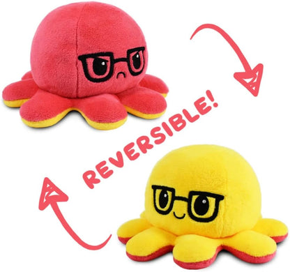 Reversible Octopus Red & Yellow 4 Inch Flip Plush