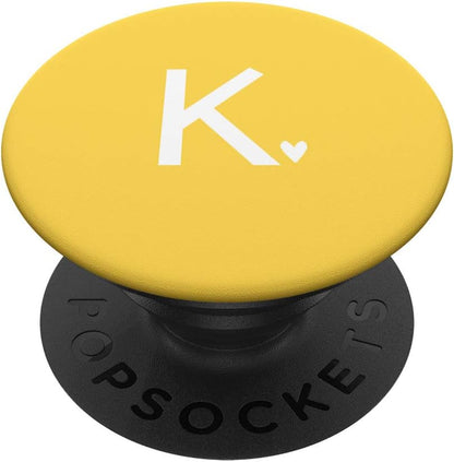 Letter K Cute Initial K Mustard Yellow Gift PopSockets PopGrip: Swappable Grip for Phones & Tablets