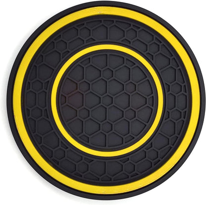 Car Cup Holder Coasters, 2 Pack Universal Auto Anti Slip Cup Holder Insert Coaster, Car Interior Accessories (Yellow)