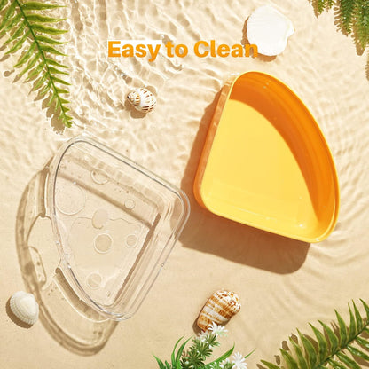 BUCATSTATE Hamster Sand Bath Box - Transparent Critter's Litter Box Sand Bath Shower Room & Digging Container Heighten Version for Guinea Pig Mice Gerbils or Other Small Pets (Small, Yellow)
