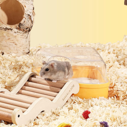 BUCATSTATE Hamster Sand Bath Box - Transparent Critter's Litter Box Sand Bath Shower Room & Digging Container Heighten Version for Guinea Pig Mice Gerbils or Other Small Pets (Small, Yellow)