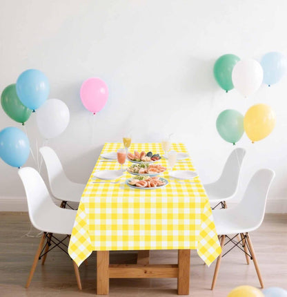 3 Pack Yellow Gingham Tablecloth Rectangle 54 x 108 Yellow and White Checkered Table Cloth Disposable Plaid Table Cover Plastic for Birthday Baby Shower Picnic Wedding Party Supplies