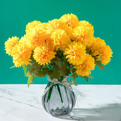 Artificial Marigold Flowers, 4 Pack 12 Inch Silk Marigold Flower Heads Bouquet for Day of The Dead Decor Diwali Halloween Decoration Dia De Los Muertos Home Decoration, Yellow
