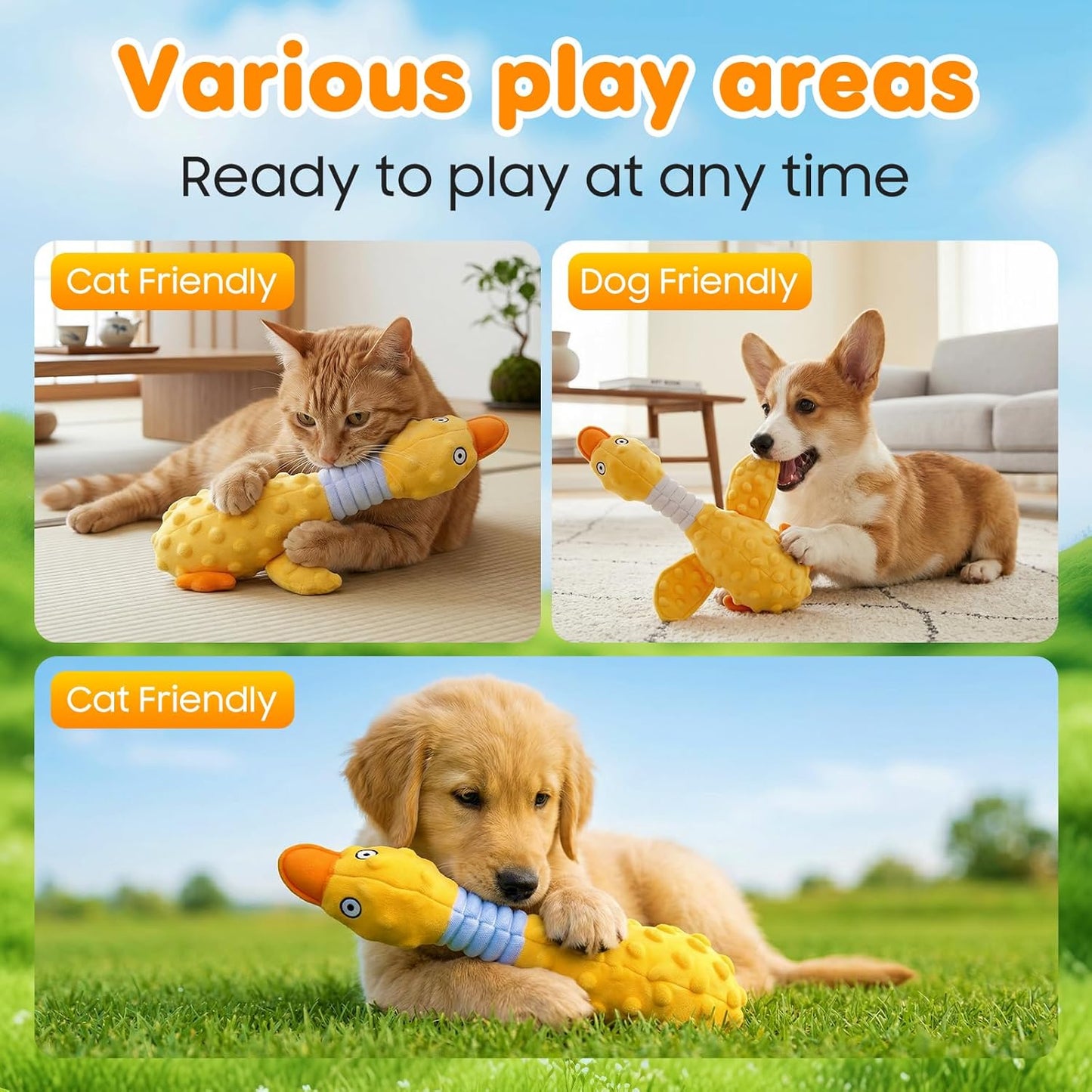 2026 New Duck Dog Toys Calming Toy for Dogs,Dog Toys for Aggressive Chewers, Indestructible Toy with Built-in Squeaker for Boredom Relief, Yellow Duck Dog Plush for Dogs