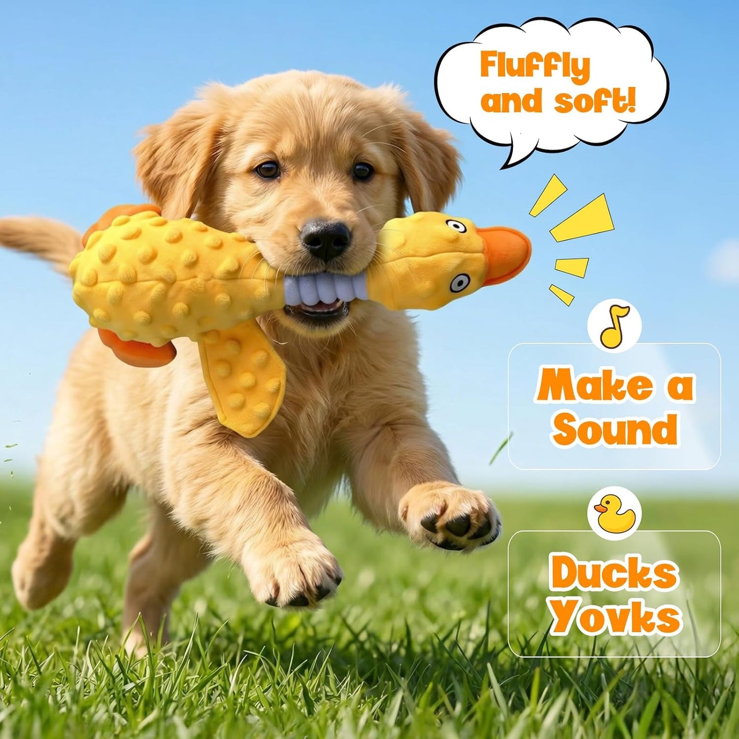 2026 New Duck Dog Toys Calming Toy for Dogs,Dog Toys for Aggressive Chewers, Indestructible Toy with Built-in Squeaker for Boredom Relief, Yellow Duck Dog Plush for Dogs