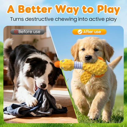 2026 New Duck Dog Toys Calming Toy for Dogs,Dog Toys for Aggressive Chewers, Indestructible Toy with Built-in Squeaker for Boredom Relief, Yellow Duck Dog Plush for Dogs