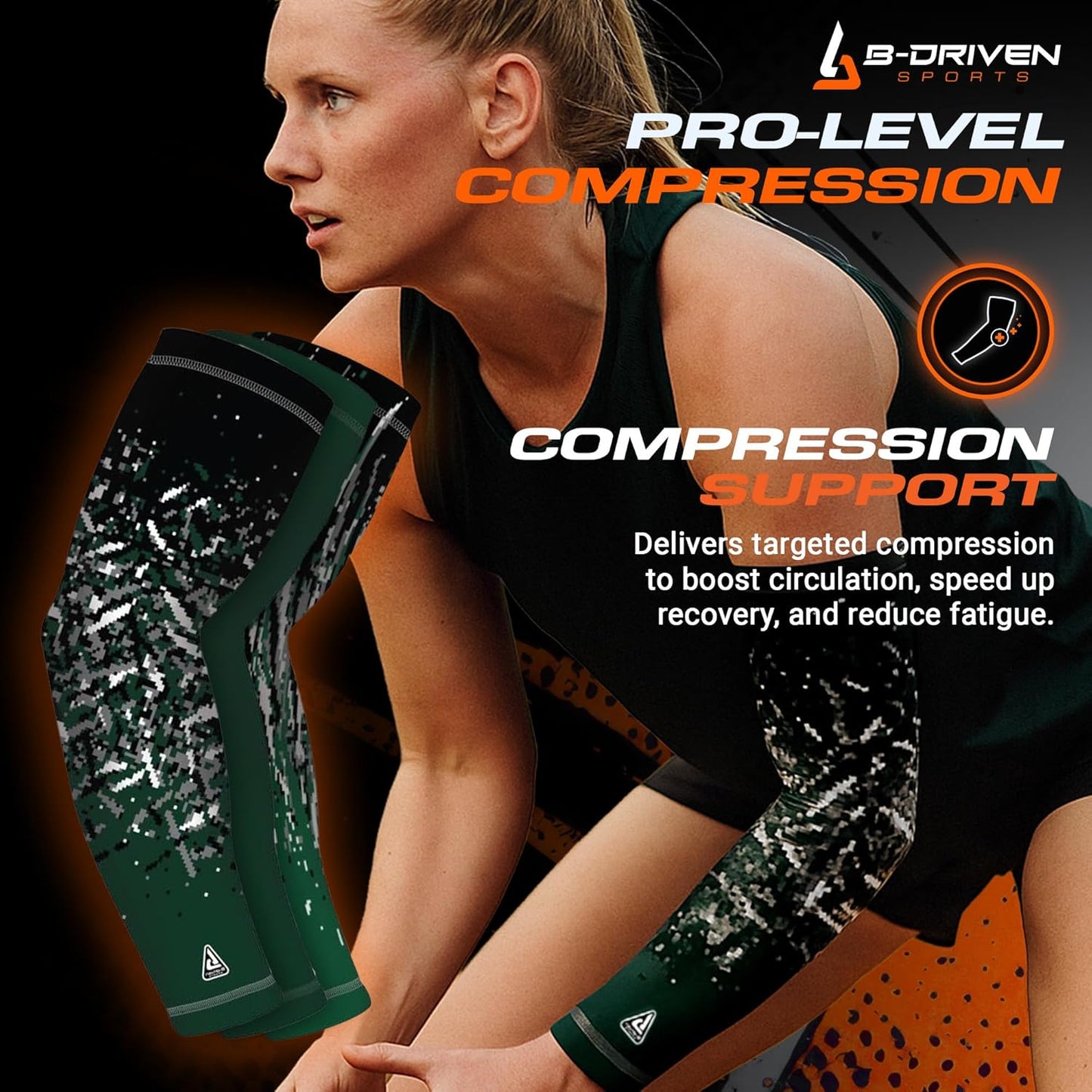 Compression Arm Sleeves | UV Arm Sleeves for Men Women & Youth | Sports Sun Protection Circulation | 3 Count