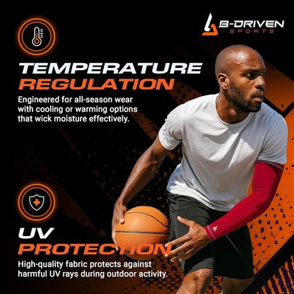 Compression Arm Sleeves | UV Arm Sleeves for Men Women & Youth | Sports Sun Protection Circulation | 3 Count