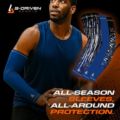 Compression Arm Sleeves | UV Arm Sleeves for Men Women & Youth | Sports Sun Protection Circulation | 3 Count