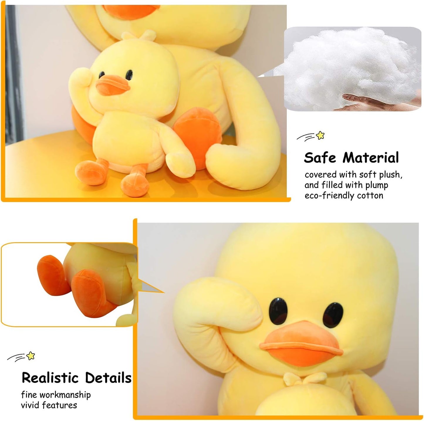 11.8inch Plush Duck Stuffed Animal Soft Toys Yellow Duckling Duckie Stuff, Funny Cuddly Gifts