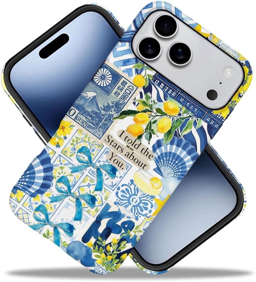 Compatible with iPhone 17 Pro Max,Frosted PC Anti-Scratch Shockproof Case - Lemon Aesthetic Summer Pattern