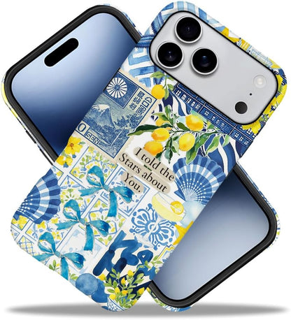 Compatible with iPhone 17 Pro Max,Frosted PC Anti-Scratch Shockproof Case - Lemon Aesthetic Summer Pattern