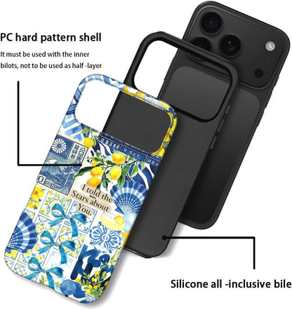 Compatible with iPhone 17 Pro Max,Frosted PC Anti-Scratch Shockproof Case - Lemon Aesthetic Summer Pattern