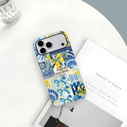 Compatible with iPhone 17 Pro Max,Frosted PC Anti-Scratch Shockproof Case - Lemon Aesthetic Summer Pattern