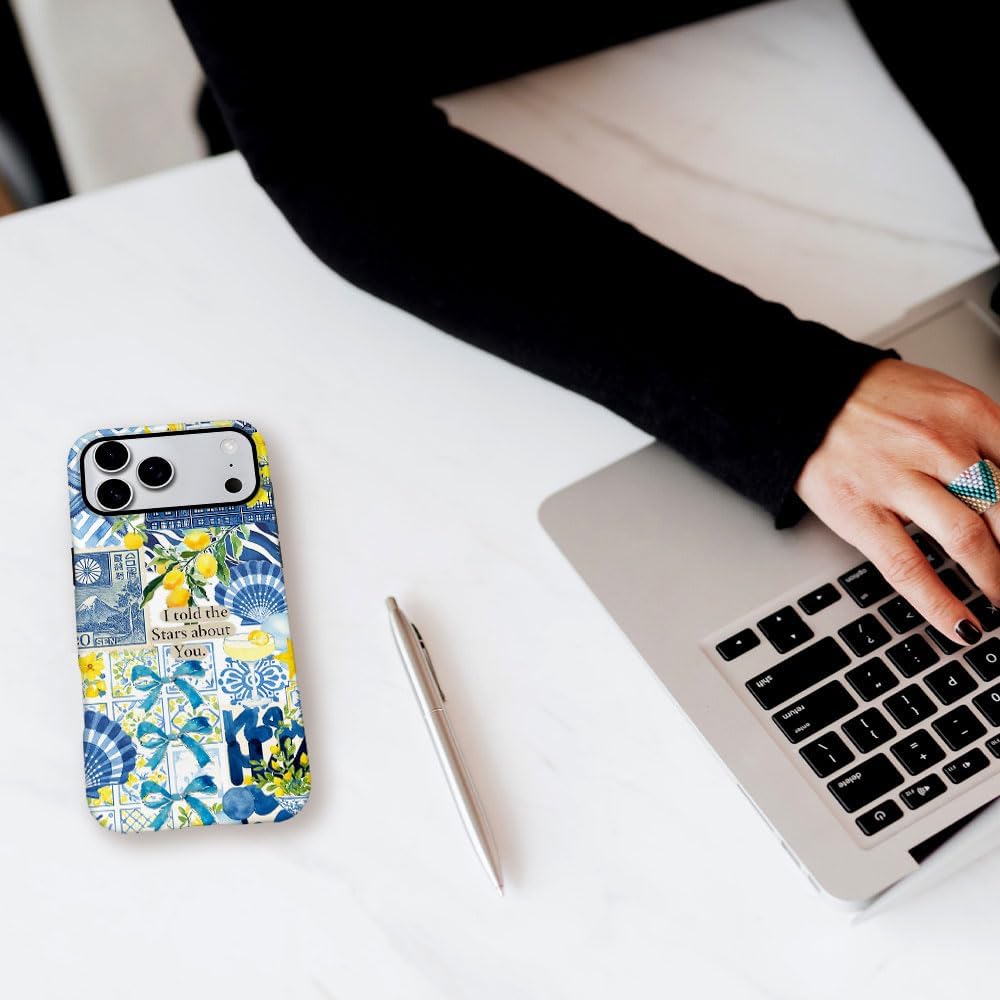Compatible with iPhone 17 Pro Max,Frosted PC Anti-Scratch Shockproof Case - Lemon Aesthetic Summer Pattern