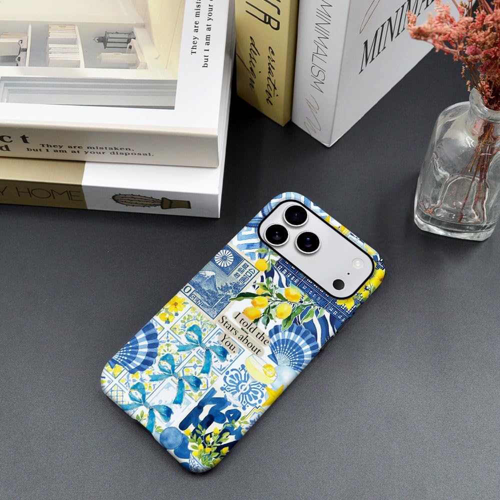 Compatible with iPhone 17 Pro Max,Frosted PC Anti-Scratch Shockproof Case - Lemon Aesthetic Summer Pattern