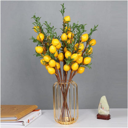 6Pcs Lemon Decor Fake 19" Beautiful Lemons Branch Decoration,Yellow | Home Holiday Farmhouse Table Centerpiece and Home Christmas Decoration