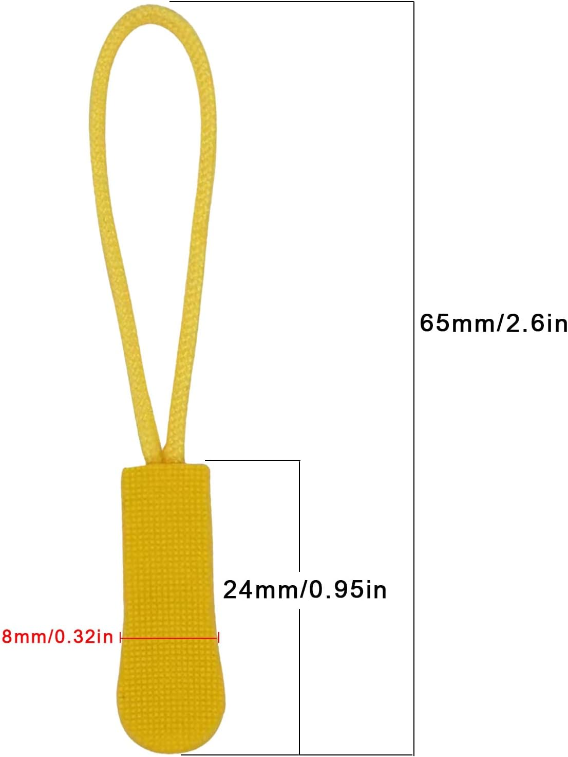 20PCS Zipper Pulls Replacement Zipper Tabs, Yellow