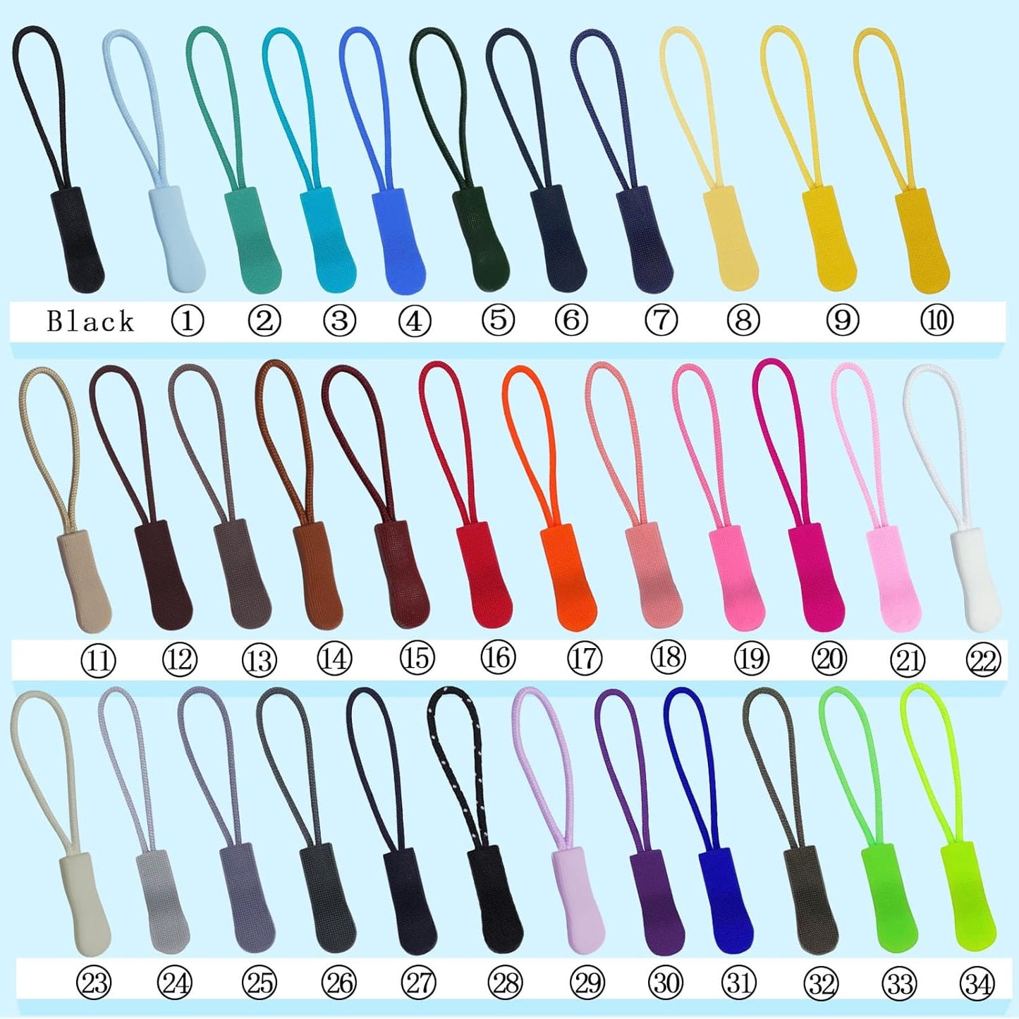 20PCS Zipper Pulls Replacement Zipper Tabs, Yellow