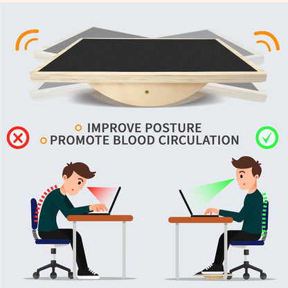 Balance Board Professional Wobble Board for Adults Anti-Slip for Physical Therapy Standing Desk Core Strength Wooden Rocker Board(350LBS)