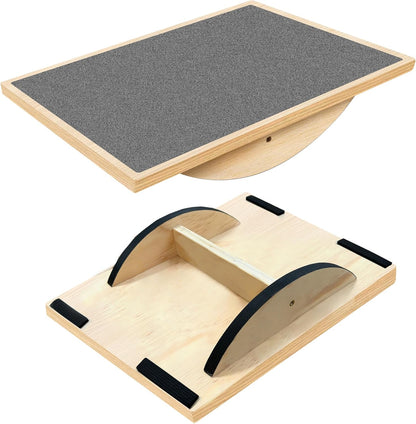 Balance Board Professional Wobble Board for Adults Anti-Slip for Physical Therapy Standing Desk Core Strength Wooden Rocker Board(350LBS)