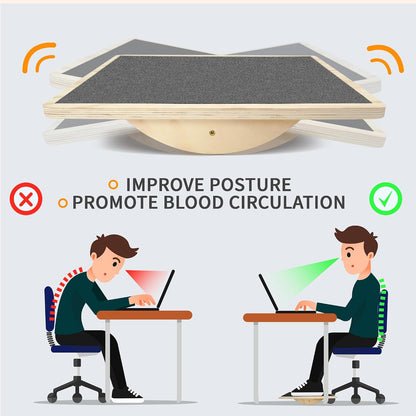 Balance Board Professional Wobble Board for Adults Anti-Slip for Physical Therapy Standing Desk Core Strength Wooden Rocker Board(350LBS)
