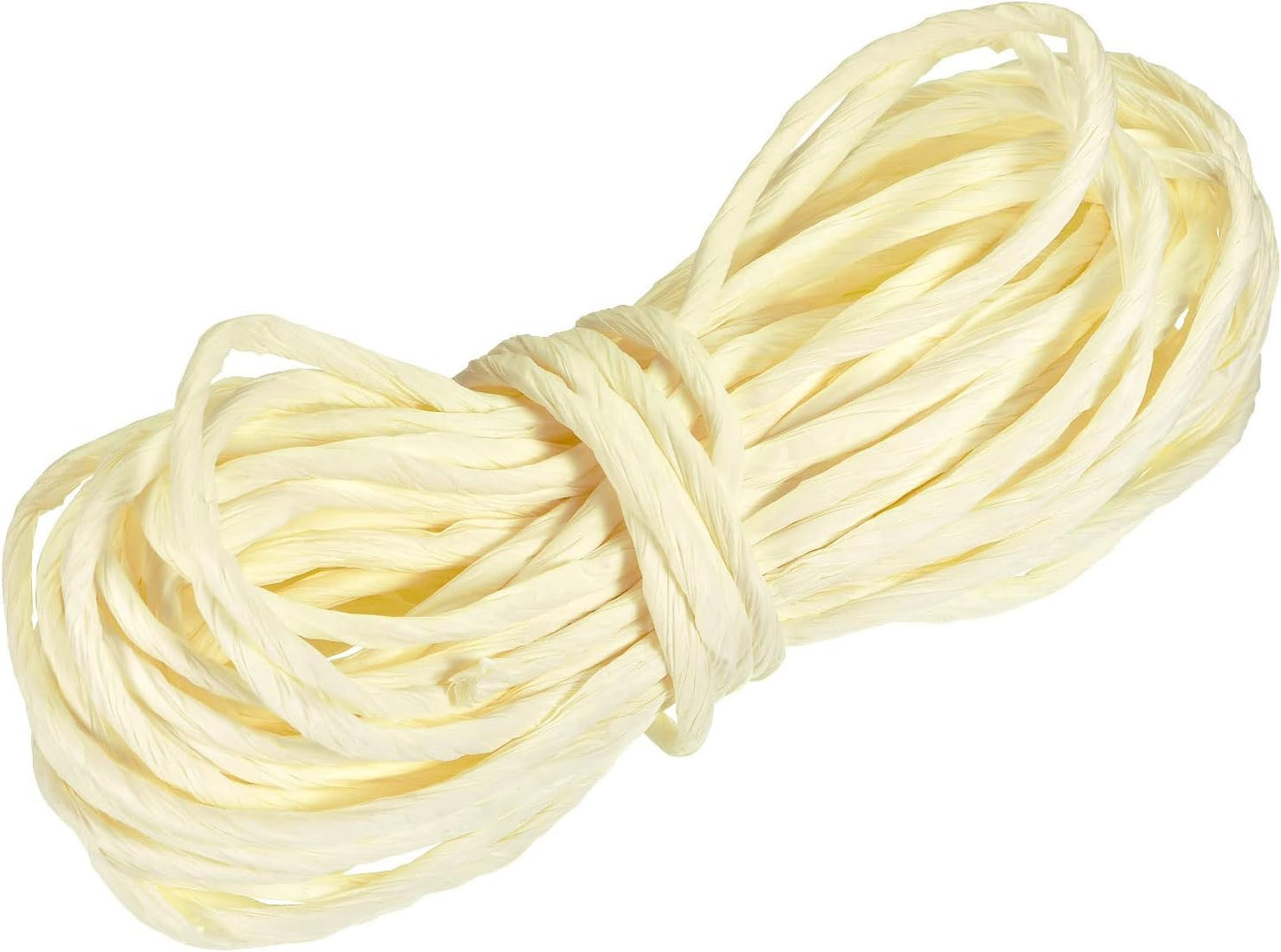 Raffia Paper Craft Rope Packing 16.4 Yards Handmade Twisted Paper Craft String/Cord for DIY Decoration Gift Packaging Light Yellow