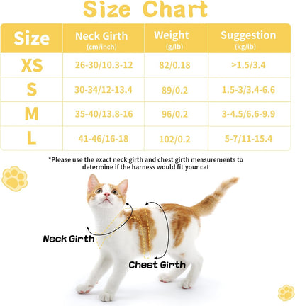 Cat Harness and Leash Set, Escape Proof Soft Vest Walk Yellow XS | Adjustable, Easy Wear, Breathable Comfy Mesh, Reflective Strips, Sturdy Clip Buckle Flower Harness for Cats Kitty Puppy Bunny