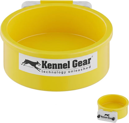 Dog Crate Water Bowl No Spill, 20oz Food-Grade Polypropylene Feeder (Yellow)