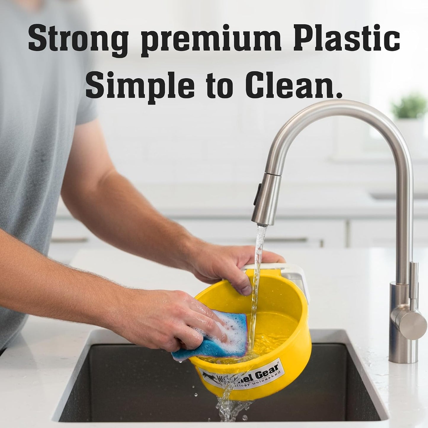 Dog Crate Water Bowl No Spill, 20oz Food-Grade Polypropylene Feeder (Yellow)