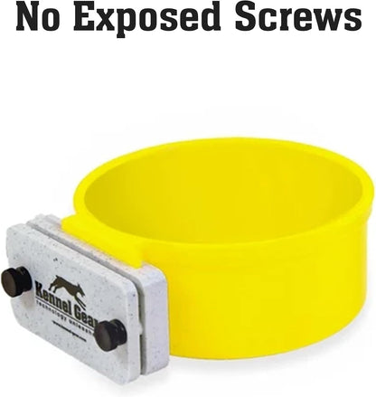 Dog Crate Water Bowl No Spill, 20oz Food-Grade Polypropylene Feeder (Yellow)