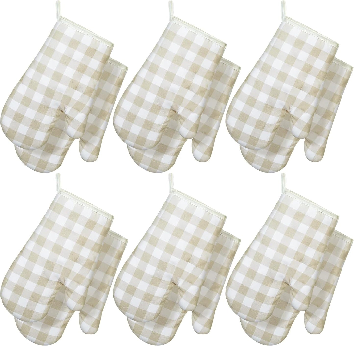 6 Pair Checkered Oven Mitts Heat Resistant, Vintage Retro Checkerboard Cute Oven Mitts, Extra Thicken Kitchen Gloves, 11 Inch(Yellow and White)