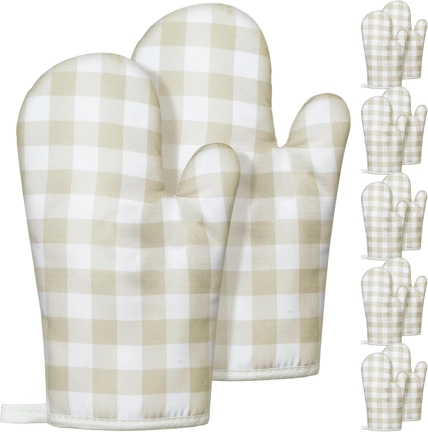 6 Pair Checkered Oven Mitts Heat Resistant, Vintage Retro Checkerboard Cute Oven Mitts, Extra Thicken Kitchen Gloves, 11 Inch(Yellow and White)