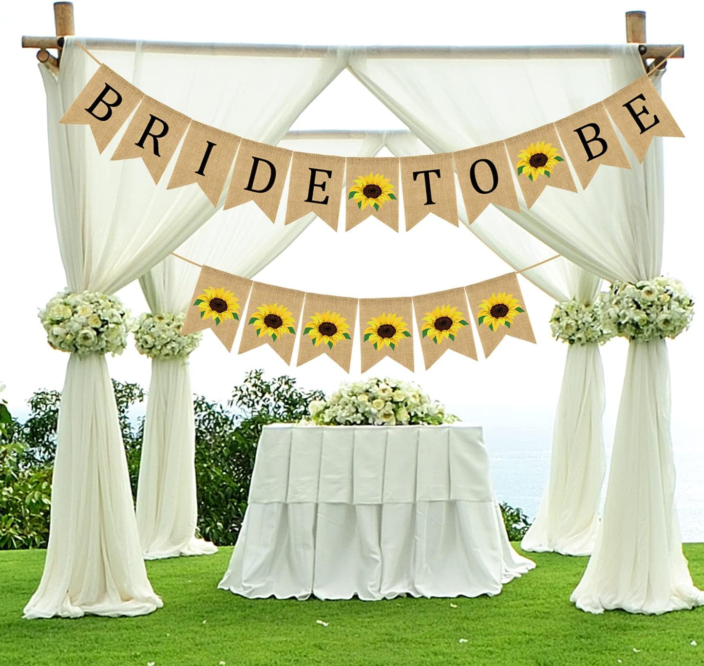 Bride to Be Burlap Banner Rustic Sunflower Bunting Garland Bridal Shower Party Banner Jute Wedding Bunting Banner for Bachelorette Engagement Announcement Anniversary Party Photo Prop Decor