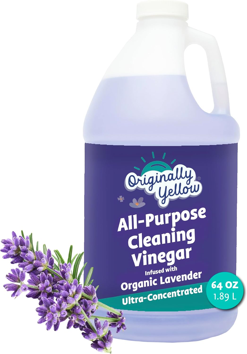Lemon Vinegar For Cleaning Purpose | USA Made All Purpose Cleaner | Use as a Floor, Glass, Kitchen, & Bathroom Cleaner | Plant Derived Vinegar Half Gallon | 64 Oz