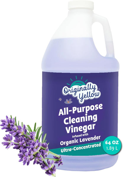 Lemon Vinegar For Cleaning Purpose | USA Made All Purpose Cleaner | Use as a Floor, Glass, Kitchen, & Bathroom Cleaner | Plant Derived Vinegar Half Gallon | 64 Oz