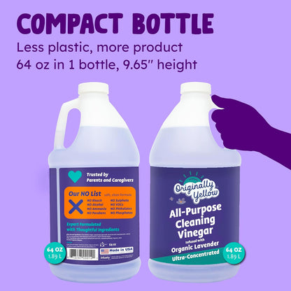 Lemon Vinegar For Cleaning Purpose | USA Made All Purpose Cleaner | Use as a Floor, Glass, Kitchen, & Bathroom Cleaner | Plant Derived Vinegar Half Gallon | 64 Oz