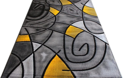 YHSF Modern Contemporary Area Rug for Living Room, Bedroom, and Office – Elegant Thick Carpet for Dining Room, Kitchen, & Hallways – Washable - Home Decor - Water Repellent - Yellow (5x7 Feet)