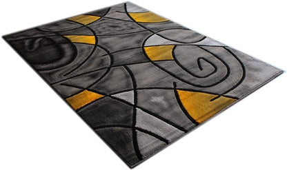 YHSF Modern Contemporary Area Rug for Living Room, Bedroom, and Office – Elegant Thick Carpet for Dining Room, Kitchen, & Hallways – Washable - Home Decor - Water Repellent - Yellow (5x7 Feet)