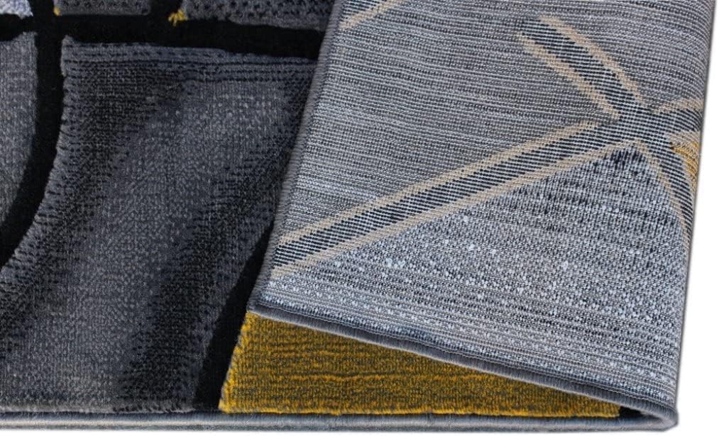 YHSF Modern Contemporary Area Rug for Living Room, Bedroom, and Office – Elegant Thick Carpet for Dining Room, Kitchen, & Hallways – Washable - Home Decor - Water Repellent - Yellow (5x7 Feet)
