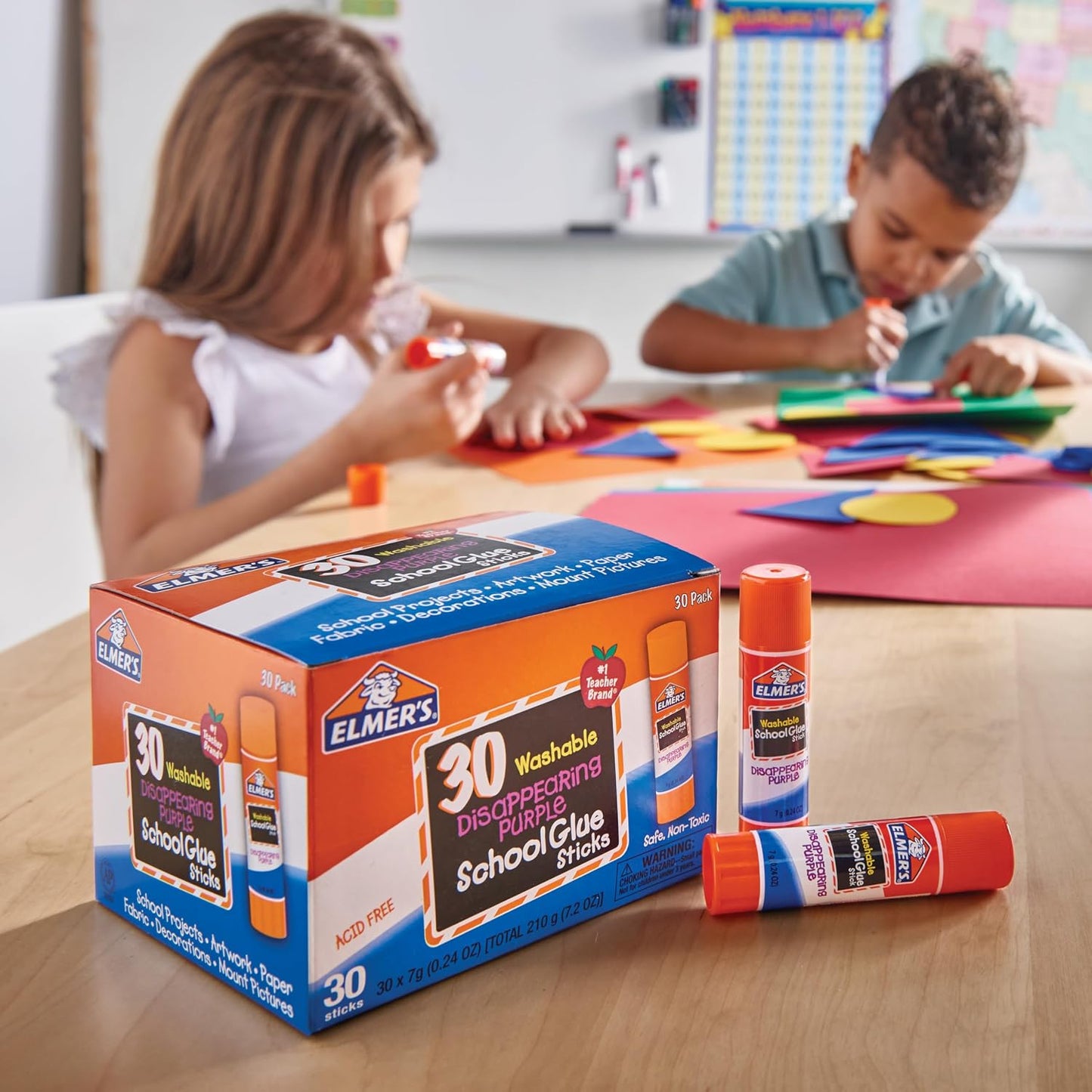Disappearing Purple School Glue Sticks, Washable, 7 Grams, 30 Count - Posters, Back to School, Bulk Pack for Classrooms, #1 Teacher Brand