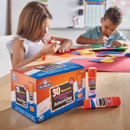 Disappearing Purple School Glue Sticks, Washable, 7 Grams, 30 Count - Posters, Back to School, Bulk Pack for Classrooms, #1 Teacher Brand