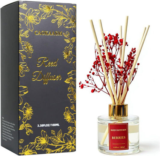 Reed Diffuser Set-Lemon Verbena Scent 3.38 fl oz,Scent Long | Fragrance Oil Diffuser with 6 Reed Sticks,Home & Bedroom Bathroom office Decor,(100ml),pretty appearance